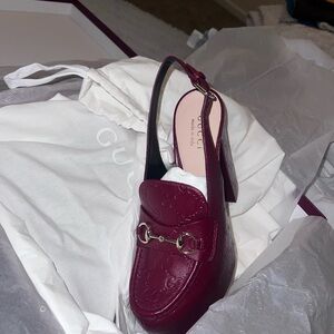 Wine Red Leather Flats with Silver Accent
